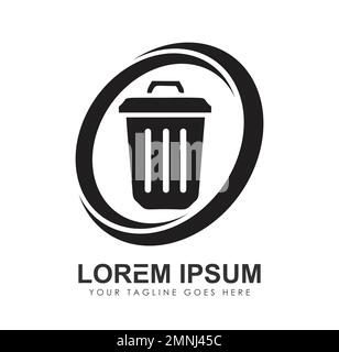 Trash Bin Logo Vector Icon Sign illustration in white background isolated Stock Vector
