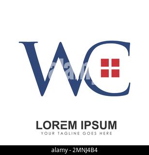 Monogram Logo Initial Letters WC Vector Sign illustration in white background isolated Stock Vector