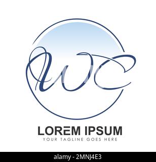 Monogram Logo Initial Letters WC Vector Sign illustration in white background isolated Stock Vector