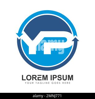 Monogram Logo Initial Letters YP Sign illustration in white background isolated Stock Vector