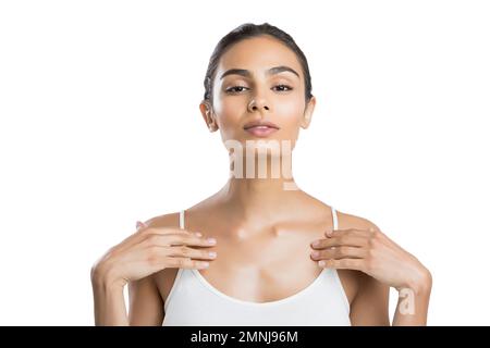 Portrait of serious young woman looking at camera Stock Photo