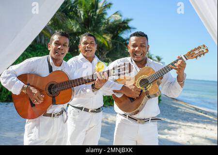 21.10.2014 Street musicians in the Dominican Republic. Punta cana beach Stock Photo