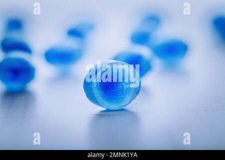 Blue menthol candy fresh balsamic syrup on a white background Stock Photo