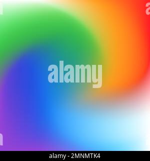 Radial rainbow gradient background. Blurred vortex bright abstract wallpaper. Liquid flowing vibrant mesh texture. Square backdrop.  Stock Vector