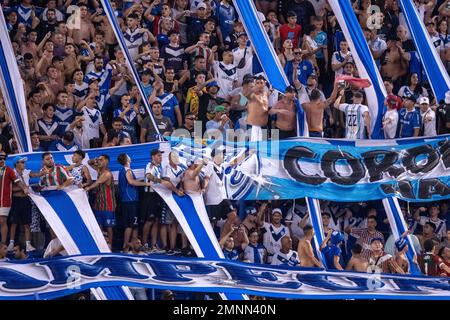 Buenos Aires, 30 January 2023: Velez Sarsfield fans during the Torneo Binance 2023 of Argentine Liga Profesional match between Velez Sarsfield and Gimnasia La Plata at Estadio José Amalfitani in Buenos Aires, Argentina on 30 January 2023. Photo by SFSI Credit: Sebo47/Alamy Live News Stock Photo