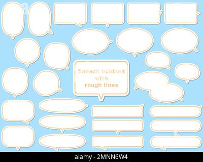 Round speech bubble set drawn with rough lines. A speech bubble that looks like it was written with an orange crayon. Stock Vector