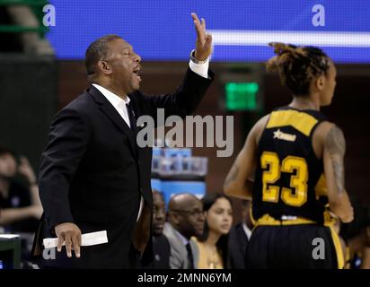 Grambling State head coach Freddie Murray instructs his team during an ...