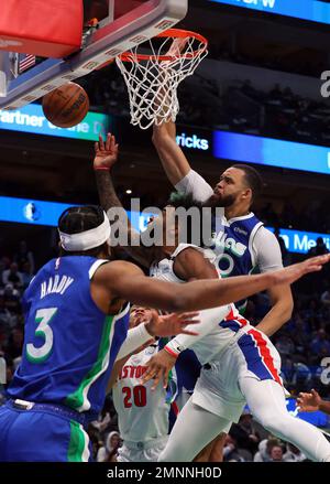 Dallas Mavericks guard Jaden Hardy, right, shoots as Los Angeles Clippers  center Moses Brown during the first half of an NBA basketball game Tuesday,  Jan. 10, 2023, in Los Angeles. (AP Photo/Mark