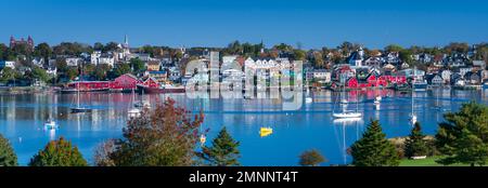 A panoramic view of  the waterfront buildings of Lunenburg, Nova Scotia, Canada. Stock Photo