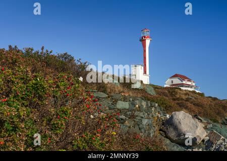 The Cape Forchu Lighthouse near Yarmouth, Nova Scotia, Canada. Stock Photo