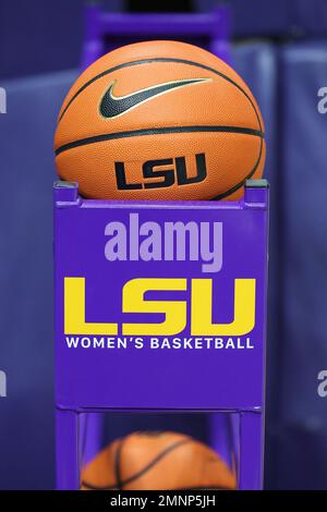 Baton Rouge, LA, USA. 30th Jan, 2023. Basketballs sit on the basketball rack during NCAA Women's Basketball action between the Tennessee Volunteers and the LSU Tigers at the Pete Maravich Assembly Center in Baton Rouge, LA. Jonathan Mailhes/CSM/Alamy Live News Stock Photo