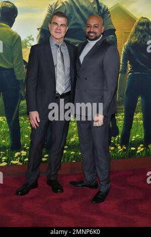 Marc Bienstock and Ashwin Rajan attend Universal Pictures' 'Knock At The Cabin' World Premiere at Jazz at Lincoln Center on January 30, 2023 in New Yo Stock Photo