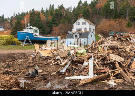 Huricane Fiona destruction in the village of New Haven, Nova Scotia, Canada. Stock Photo