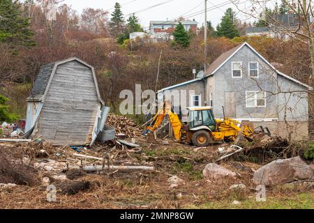 Huricane Fiona destruction in the village of New Haven, Nova Scotia, Canada. Stock Photo