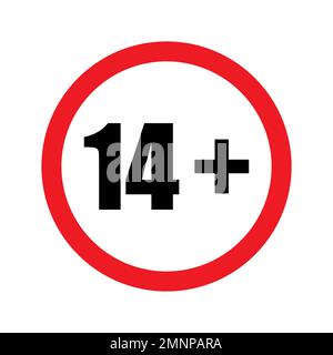 14 plus icon vector under fourteen years prohibition sign, adults only for your web design, logo, infographic, UI. illustration Stock Vector