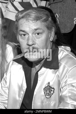 Jerry Buss at the Save Your Sports Telethon at KHJ TV Studios in Los Angeles, California on November 22, 1980. Credit: Ralph Dominguez/MediaPunch Stock Photo