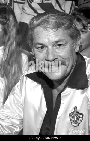 Jerry Buss at the Save Your Sports Telethon at KHJ TV Studios in Los Angeles, California on November 22, 1980. Credit: Ralph Dominguez/MediaPunch Stock Photo