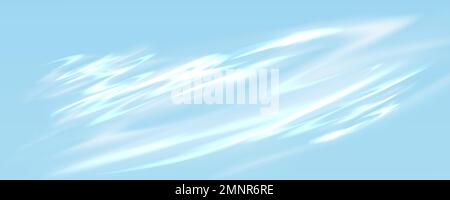 Abstract light blue background with white wavy lines. Realistic vector illustration of water, silky cloth, cloudy sky, watercolor art painting surface with curved pattern. Banner design backdrop Stock Vector