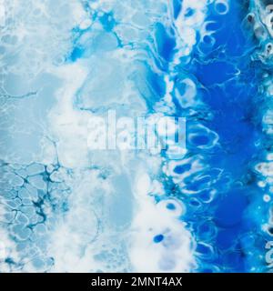 Resin art effect with blue colors. Epoxy art background Stock Photo