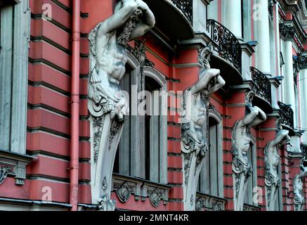 Russia, St. Petersburg, Detail of a Building on Nevsky Prospekt, the city's main boulevard Stock Photo