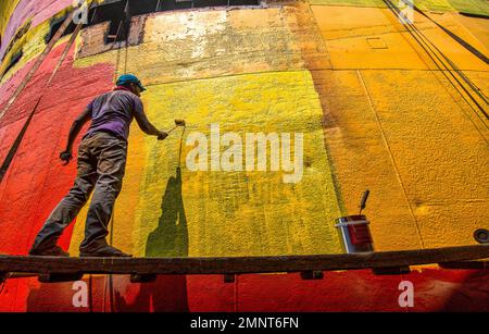 SHIP PAINTER Stock Photo