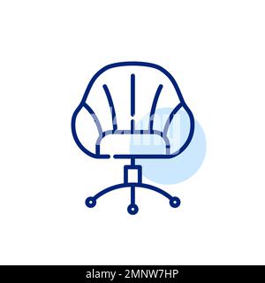 Large sofa swivel chair. Elegant and comfortable workplace furniture. Pixel perfect, editable stroke line icon Stock Vector