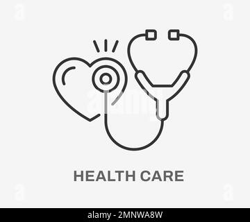 Health care line icon on white background. Editable stroke. Stock Vector