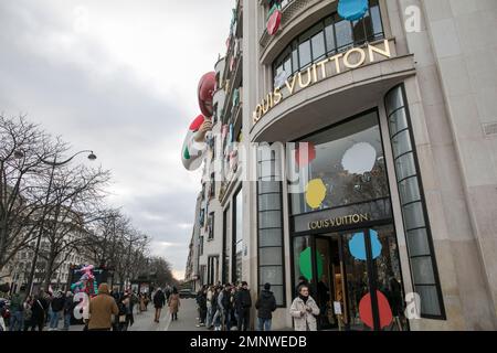 Paris, France - January 31, 2023. Exterior of a Louis Vuitton and