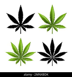 Marijuana leaf or cannabis leaf weed icons Stock Vector