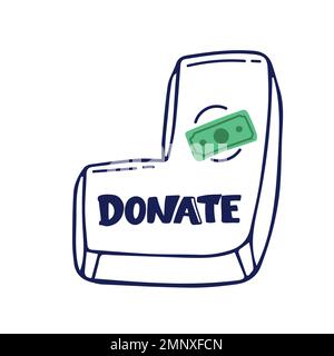 black hand push on donate button. flat style trend modern simple logotype graphic art design isolated on white background. concept of beneficence sign Stock Vector