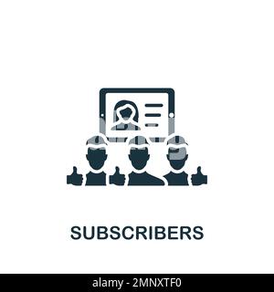 Subscribers icon. Monochrome simple sign from blogging collection. Subscribers icon for logo, templates, web design and infographics. Stock Vector