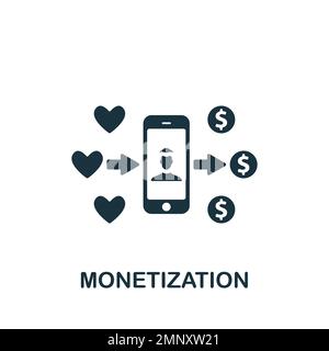 Monetization icon. Monochrome simple sign from blogging collection. Monetization icon for logo, templates, web design and infographics. Stock Vector