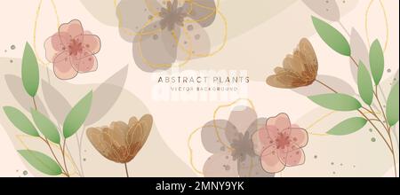 Abstract plants vector background. Abstract plants text with flowers and leaves elements in vintage design. Vector illustration abstract background. Stock Vector