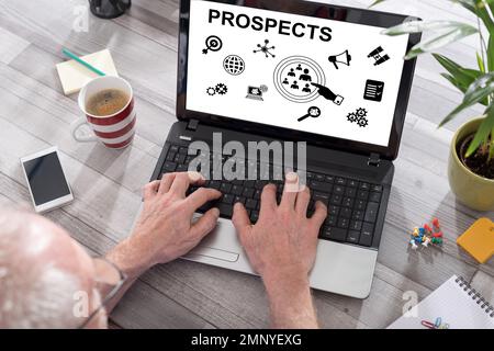 Prospects concept shown on a laptop used by a man Stock Photo