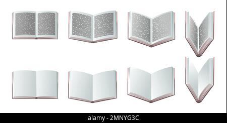 Set open book objects. Great collection for reading. Library or bookstore. Isolated on white background. Vector. Stock Vector