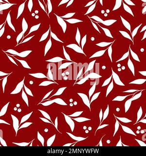 Seamless Christmas patterns with branches and berries. Vector illustration. Stock Vector