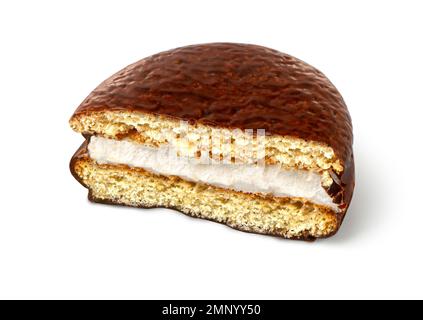 Choco pie chocolate biscuits isolated on white background with clipping path Stock Photo