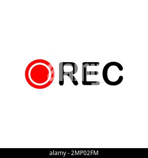 Recording sign, red panel, rec, vector symbol isolated on white background Stock Vector
