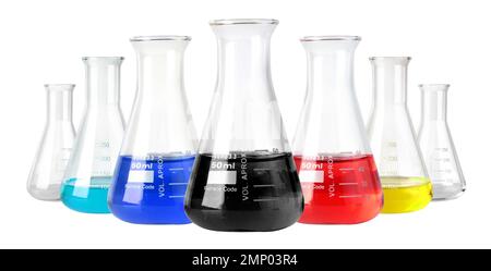 Flask empty and full  isolated on white background Stock Photo