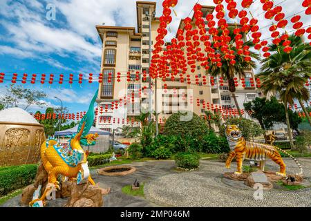 Kuala Lumpur, Malaysia - January 2023: Statues related to the Chinese zodiac will be featured in Thean Hou Temple to commemorate the Chinese New Year Stock Photo