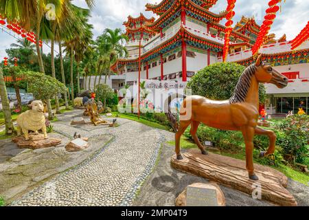 Kuala Lumpur, Malaysia - 2023: horse zodiac sculpture to commemorate the Chinese New Year, the year of water rabbit in Chinese zodiac. In Thean Hou Stock Photo