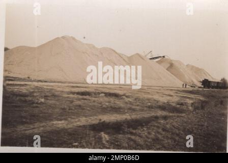 vintage moment / vintage funny moment / vintage photograph / power of the moment / magic moments / vintage sand mine at the 1920s Stock Photo