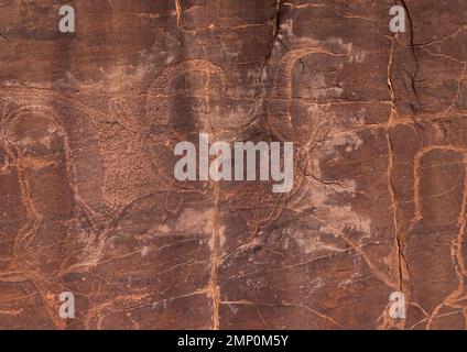 Rock carvings depicting cows, Tassili N'Ajjer National Park, Tadrart Rouge, Algeria Stock Photo