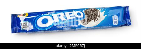 Anapa, Russia - December 10. 2022: A package of Oreiginal Oreo chocolate sandwich cookies on an isolated background Stock Photo