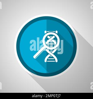 Dna, genetic research symbol, flat design vector blue icon with long shadow Stock Vector