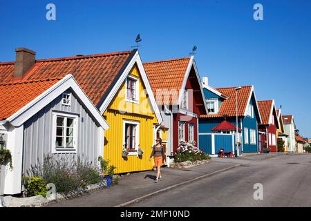 Sweden, Ancient wooden houses in Karlskrona Stock Photo