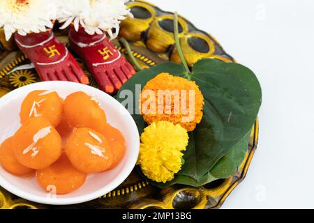 Indian Bengali Mithai Orange Kheer Mohan Also Called Khira Mohan, Santre Ki Kheer, Or Santra Khir Mohan Is Orange Color Softball made of Chena Balls, Stock Photo