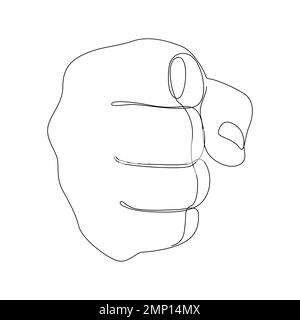 One continuous line of Clenched fist. Thin Line Illustration vector concept. Contour Drawing Creative ideas. Stock Vector