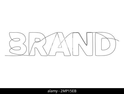 One continuous line of Brand word. Thin Line Illustration vector concept. Contour Drawing Creative ideas. Stock Vector