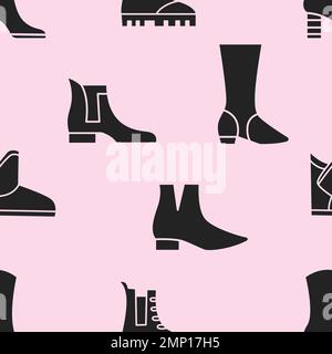 Fashion leather boots, shoes seamless pattern Stock Vector